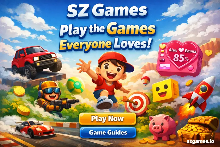 SZ Games gaming website homepage featuring casual online games, fun challenges, and easy browser gameplay.