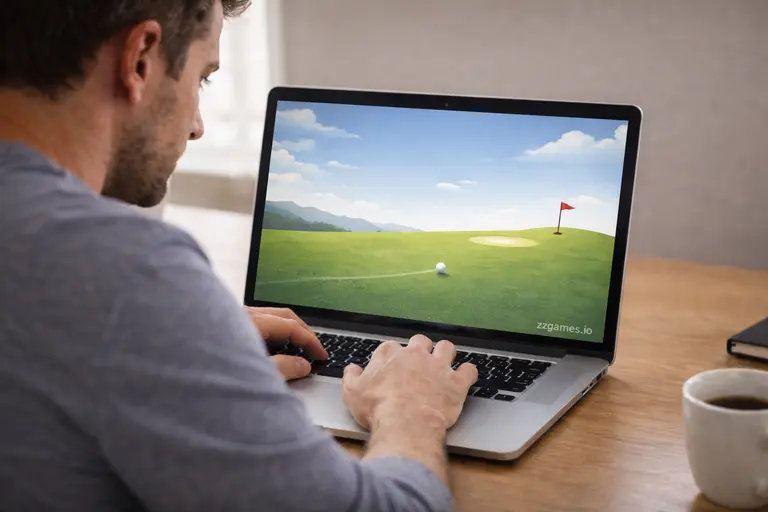 Golf Orbit advanced player focusing on shot timing and consistency during gameplay