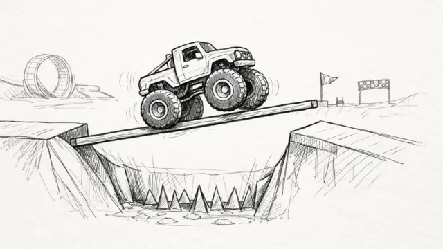 Play SZ Games Drive Mad – master crazy physics levels with monster truck stunts on white paper sketch
