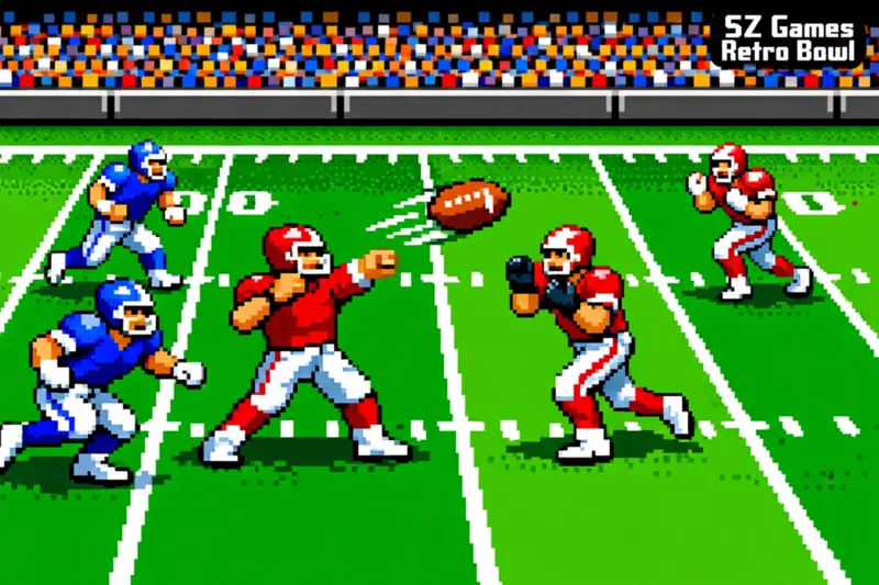 Play SZ Games Retro Bowl free online – pixel art 8-bit football game with quarterback control and team management